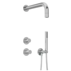   Falba süllyesztett csaptelep, Deante Silia Hexa zuhanyszett+fejzuhany, szálcsiszolt acél NHS_F9XK