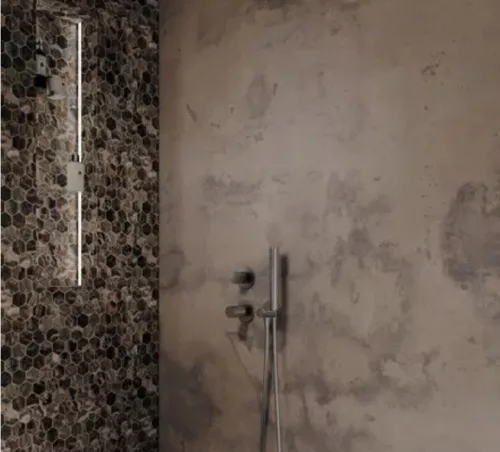 Falba süllyesztett csaptelep, Deante Silia Hexa zuhanyszett+fejzuhany, szálcsiszolt acél NHS_F9XK