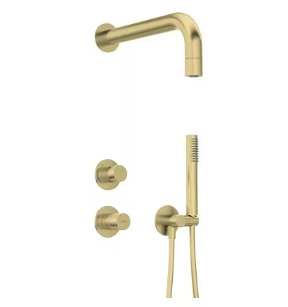 Falba süllyesztett csaptelep, Deante Silia Hexa zuhanyszett+fejzuhany,szálcsiszolt arany NHS_R9XK
