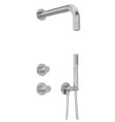 Falba süllyesztett csaptelep, Deante Silia Hexa zuhanyszett+fejzuhany szálcsiszolt acél NHS_F9XK