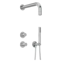   Falba süllyesztett csaptelep, Deante Silia Hexa zuhanyszett+fejzuhany szálcsiszolt acél NHS_F9XK