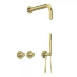   Falba süllyesztett csaptelep, Deante Silia Hexa zuhanyszett+fejzuhany,szálcsiszolt arany NHS_R0XK