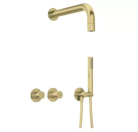 Falba süllyesztett csaptelep, Deante Silia Hexa zuhanyszett+fejzuhany,szálcsiszolt arany NHS_R0XK