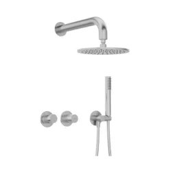   Falba süllyesztett csaptelep, Deante Silia Hexa zuhanyszett+fejzuhany, szálcsiszolt acél NHS_F0YK