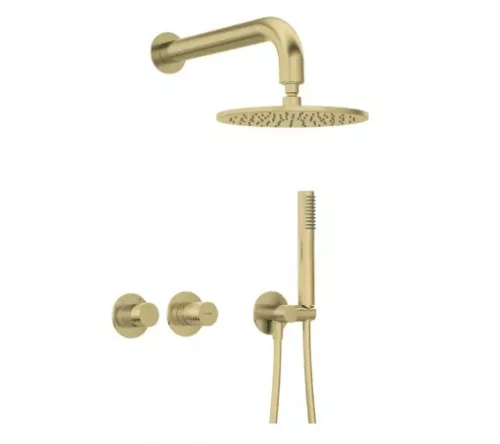 Falba süllyesztett csaptelep, Deante Silia Hexa zuhanyszett+fejzuhany,szálcsiszolt arany NHS_R0YK