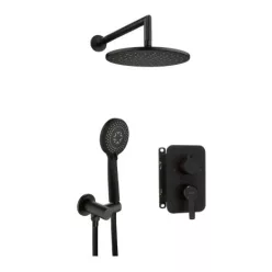   Falba süllyesztett csaptelep, Deante Alpinia zuhanyszett, keverő BOX-al, fekete BXYZNQAM