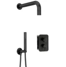 Falba süllyesztett csaptelep, Deante Silia zuhanyszett, keverő BOX-al, fekete BXYZNQSM