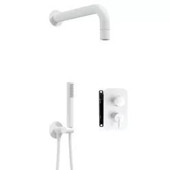   Falba süllyesztett csaptelep, Deante Silia zuhanyszett, keverő BOX-al, fehér BXYZAQSM