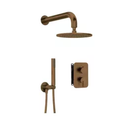   Falba süllyesztett csaptelep, Deante Silia zuhanyszett, keverő BOX-al,szálcsiszolt bronz BXYYCQSM