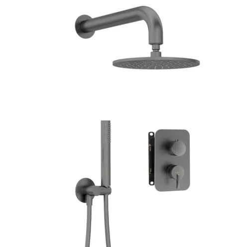 Falba süllyesztett csaptelep, Deante Silia zuhanyszett, keverő BOX-al, titanium BXYYDQSM