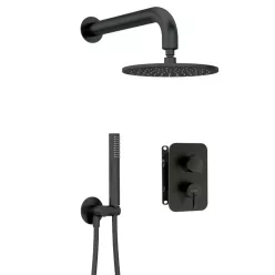   Falba süllyesztett csaptelep, Deante Silia zuhanyszett, keverő BOX-al, fekete BXYYNQSM