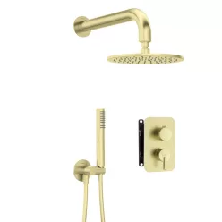   Falba süllyesztett csaptelep, Deante Silia zuhanyszett, keverő BOX-al,szálcsiszolt arany BXYYRQSM