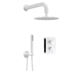   Falba süllyesztett csaptelep, Deante Silia zuhanyszett, keverő BOX-al, fehér BXYYAQSM