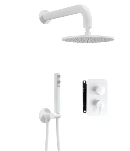 Falba süllyesztett csaptelep, Deante Silia zuhanyszett, keverő BOX-al, fehér BXYYAQSM