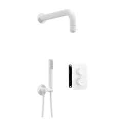   Falba süllyesztett csaptelep, Deante Box zuhanyszett termosztatikus BOX-al, fehér BXYZAEBT