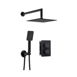   Falba süllyesztett csaptelep, Deante Therm zuhanyszett termosztatikus BOX-al, fekete BXYZNECT