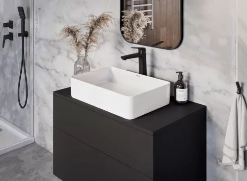 Tükör, Deante Mokko szögletes tükör 50x75 cm, fekete ADM_N801