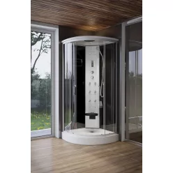   Hidromasszázs zuhanykabin, Sanimix 22.8021-1 Black hidromasszázs zuhanykabin elektronikával 90x90