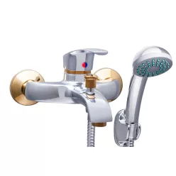   Kádtöltő csaptelep, Sanimix Alfa Gold kádtöltő csaptelep zuhanyszettel, króm 033.5.2