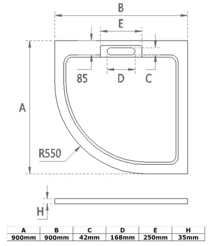 Zuhanytálca, Wasserburg Petra 90x90 cm íves zuhanytálca, fehér 21.2503-90