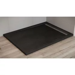   Zuhanytálca, Wasserburg Petra 120x90 cm szögletes zuhanytálca folyókával, fekete 21.2506R-90-BL