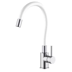   Mosogató csaptelep, Wasserburg Medusa Topfix flexibilis mosogató csaptelep fehér 25.052.6FXWH