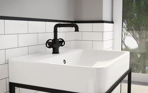 Mosdó csaptelep, Wasserburg Industry kétkaros mosdó csaptelep, fekete 25.051.1B