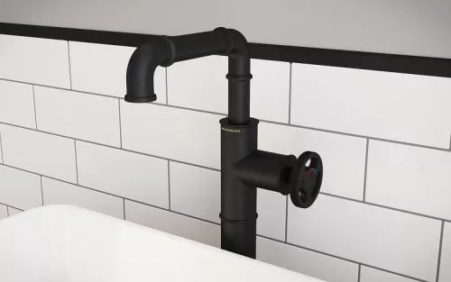 Mosdó csaptelep, Wasserburg Industry kétkaros magasított mosdó csaptelep, fekete 25.050.2B