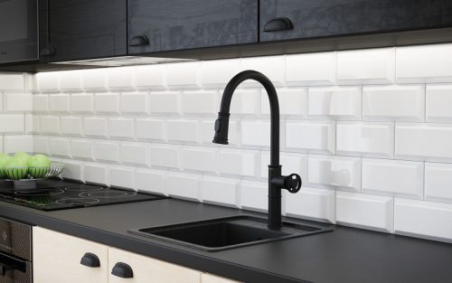 Mosogató csaptelep, Wasserburg Industry kihúzható, álló mosogató csaptelep, fekete 25.050.6B