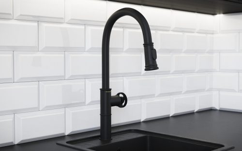 Mosogató csaptelep, Wasserburg Industry kihúzható, álló mosogató csaptelep, fekete 25.050.6B