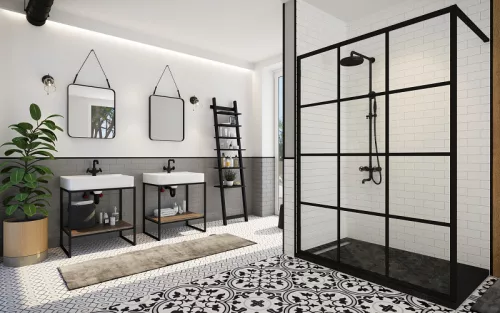 Zuhanyszett, Wasserburg Industry zuhanyszett kádtöltővel, zuhanyszettel, fekete 25.051.506B