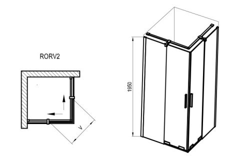 Zuhanykabin, Ravak Roll RORV2 zuhanykabin 90x90 cm, króm X14V70C00Z1