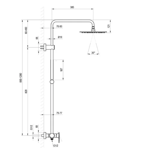 Zuhanyszett, Ravak Spring állítható zuhanyoszlop szettel, SG 098.20BLM, matt fekete X070559
