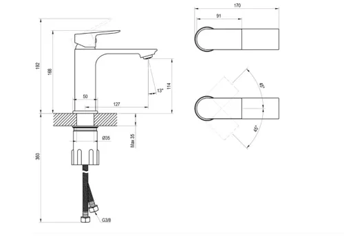 Mosdó csaptelep, Ravak Plan mosdó csaptelep 165 mm, lefolyó nélkül PN 014.00CR, króm X070506