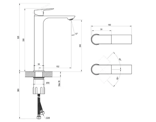 Mosdó csaptelep, Ravak Plan mosdó csaptelep 300 mm, lefolyó nélkül PN 015.20GB, grafit X070653