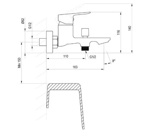 Kádtöltő csaptelep, Ravak Plan kádtöltő csaptelep PN 022.00CR, króm X070508