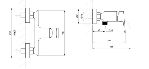 Zuhany csaptelep, Ravak Plan zuhany csaptelep PN 032.20BLM, matt fekete X070515