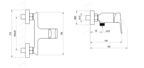 Zuhany csaptelep, Ravak Plan zuhany csaptelep PN 032.20GB, grafit X070655