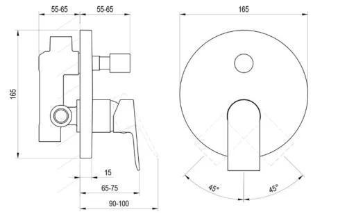 Falba süllyesztett csaptelep, Ravak Plan zuhany csaptelep PN 062.00CR.O2, króm X070510