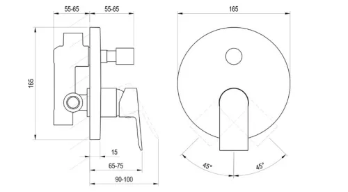 Falba süllyesztett csaptelep, Ravak Plan zuhany csaptelep PN 062.20GB.O2, grafit X070656
