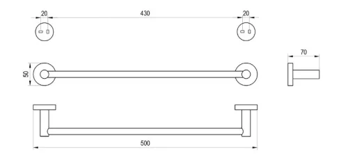 Törölközőtartó, Ravak Kona törölközőtartó 45 cm, KN 310.20BLM matt fekete X07P1302