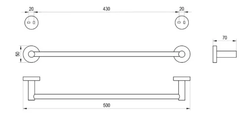 Törölközőtartó, Ravak Kona törölközőtartó 45 cm, KN 310.20GB szálcsiszolt grafit X07P1328