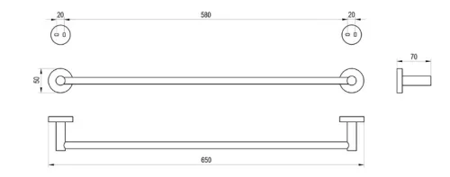Törölközőtartó, Ravak Kona 60 cm, KN 311.30SSB szálcsiszolt rozsdamentes acél X07P1290