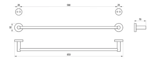 Törölközőtartó, Ravak Kona törölközőtartó 60 cm, KN 311.20GB szálcsiszolt grafit X07P1329