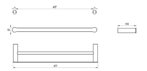 Törölközőtartó, Ravak Fold dupla, 45 cm, FD 320.20BLM matt fekete X07P1350