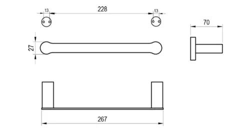 Törölközőtartó, Ravak Fold 25 cm FD 301.30SSB szálcsiszolt rozsdamentes acél X07P1346