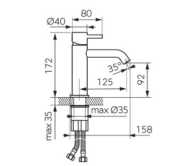 Mosdó csaptelep, Ferro Ciriculus mosdó csaptelep, gun metal BCK2GM