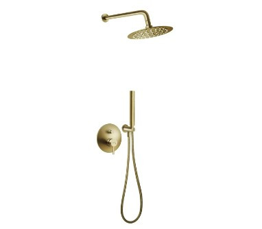 Falba süllyesztett csaptelep, Ferro Ciriculus zuhanyszett, szálcsiszolt arany BCK7PBG-SET1-S