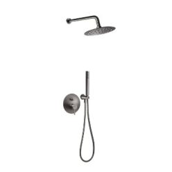   Falba süllyesztett csaptelep, Ferro Ciriculus zuhanyszett, gun metal BCK7PGM-SET1-S