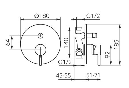 Falba süllyesztett csaptelep, Ferro Ciriculus zuhany csaptelep, gun metal BCK7PGM